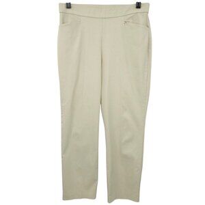 Sue Graver Pull On Crop Pants Womens 10 Mid Rise Stretch Waist Slash Pockets